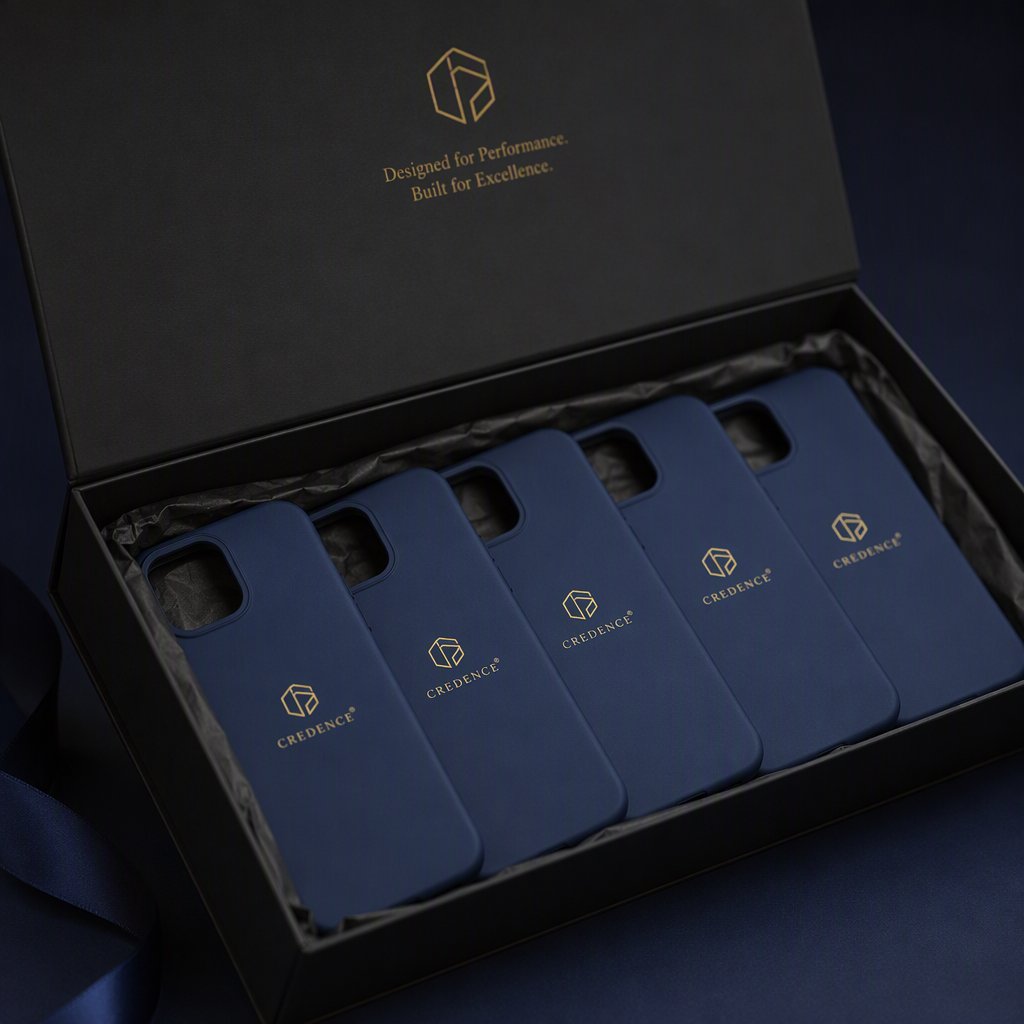 Corporate logo printed phone covers in a gift box